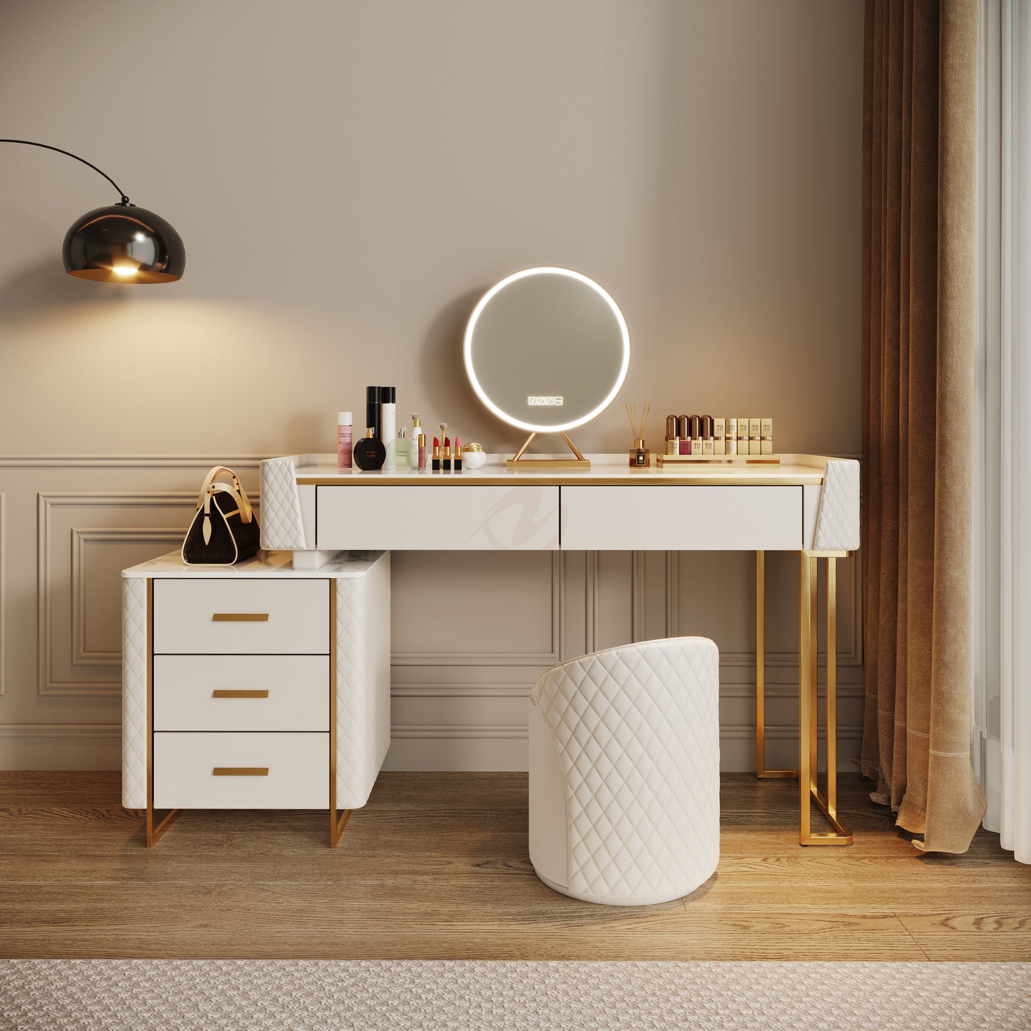 FIORELLA Plus Italian-style luxury stone vanity table with storage cabinet | 6095
