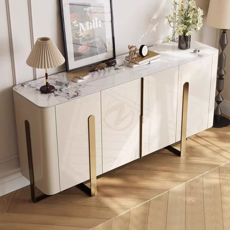Tavolo Italian Minimalist Sintered Stone Countertop Sideboard with Drawers | Entryway Cabinet | Shoe Cabinet | 7030