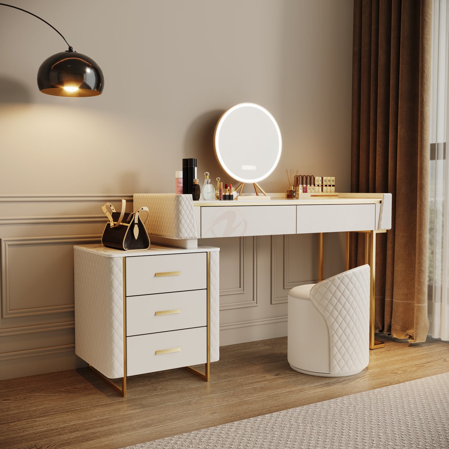 FIORELLA Plus Italian-style luxury stone vanity table with storage cabinet | 6095