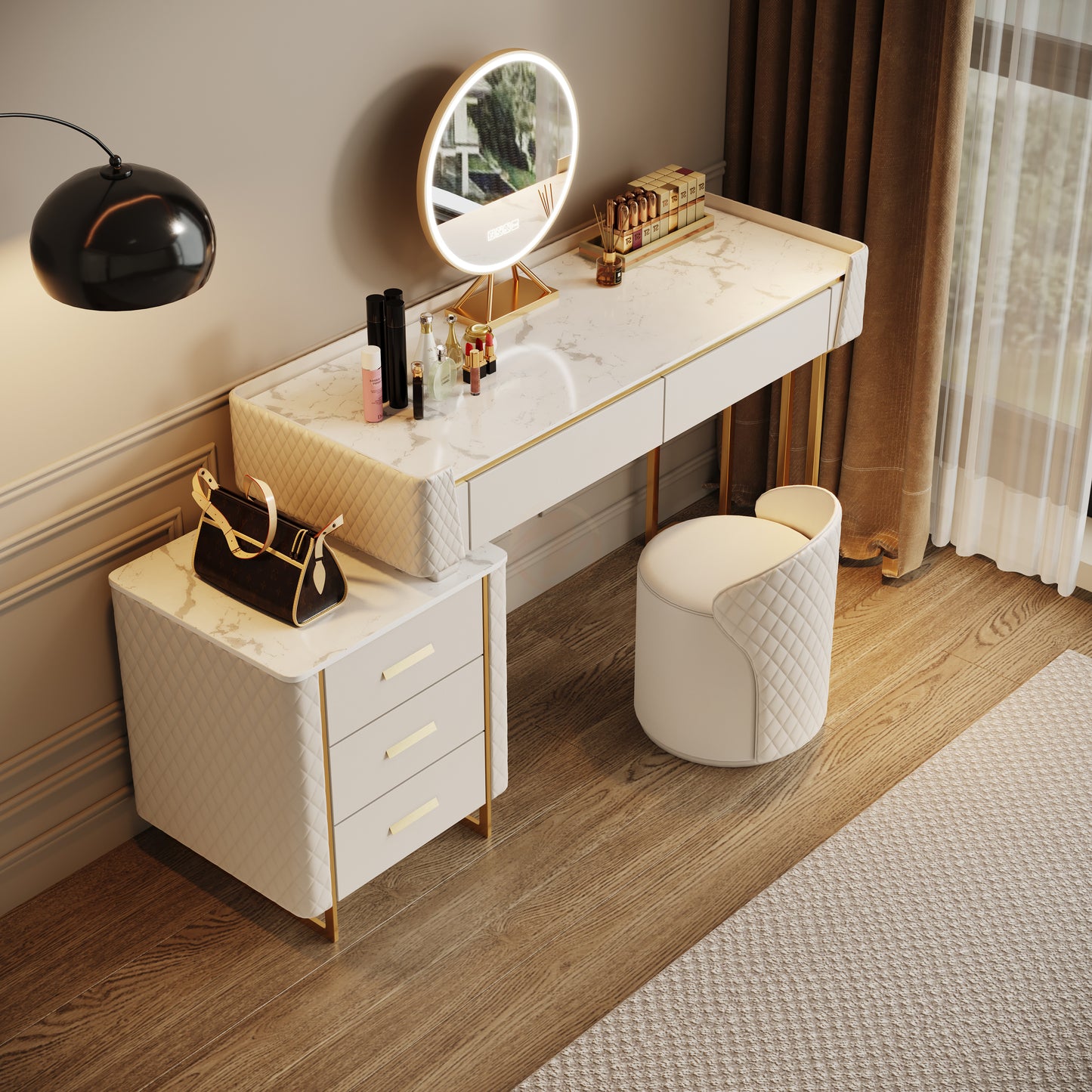 FIORELLA Plus Italian-style luxury stone vanity table with storage cabinet | 6095