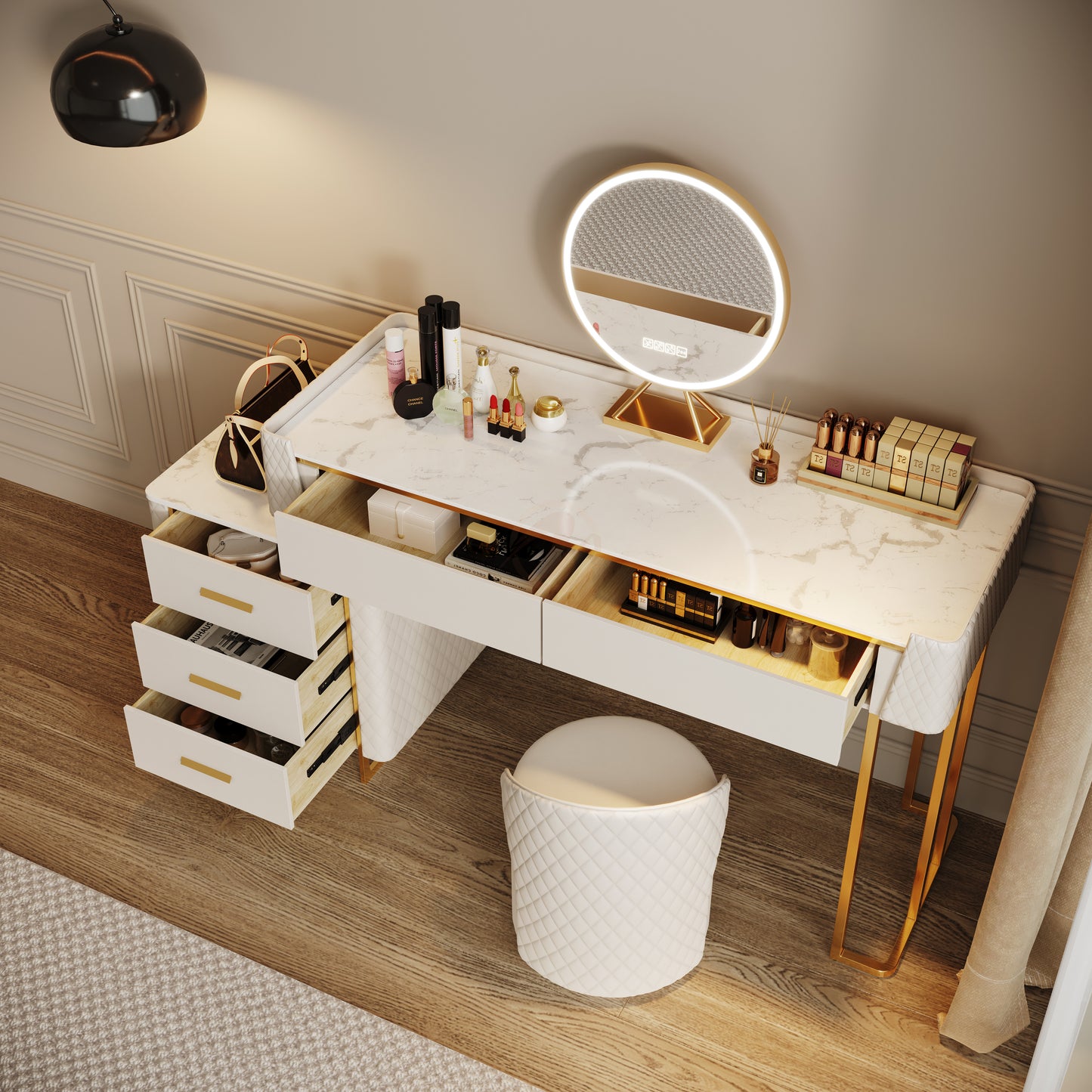FIORELLA Plus Italian-style luxury stone vanity table with storage cabinet | 6095