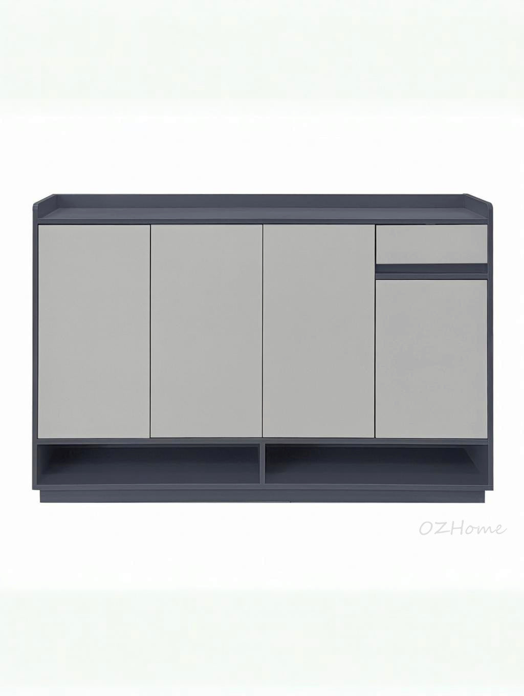 ZANE Light Grey & Dark Grey Four-Door Storage Shoe Cabinet with Drawer, Large 140cm | SS-005