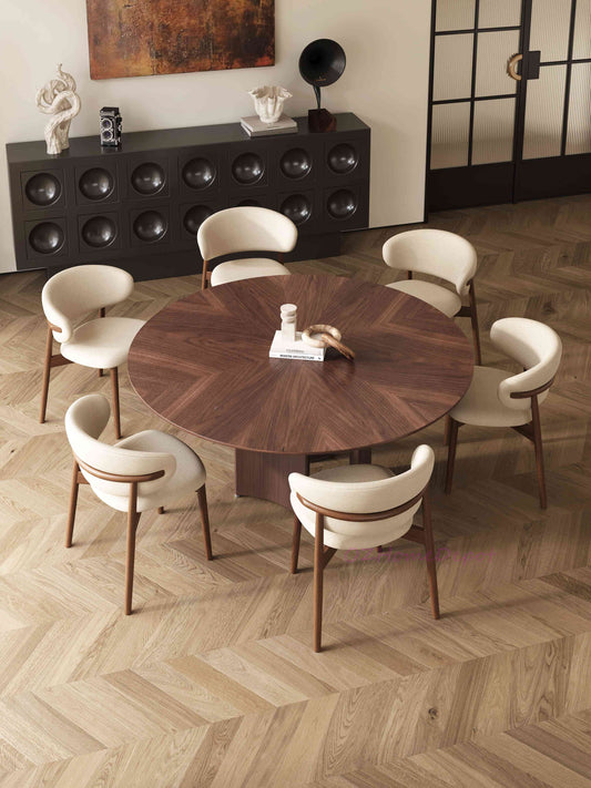 CALLIOPE Timber Walnut Color Round Dining Table