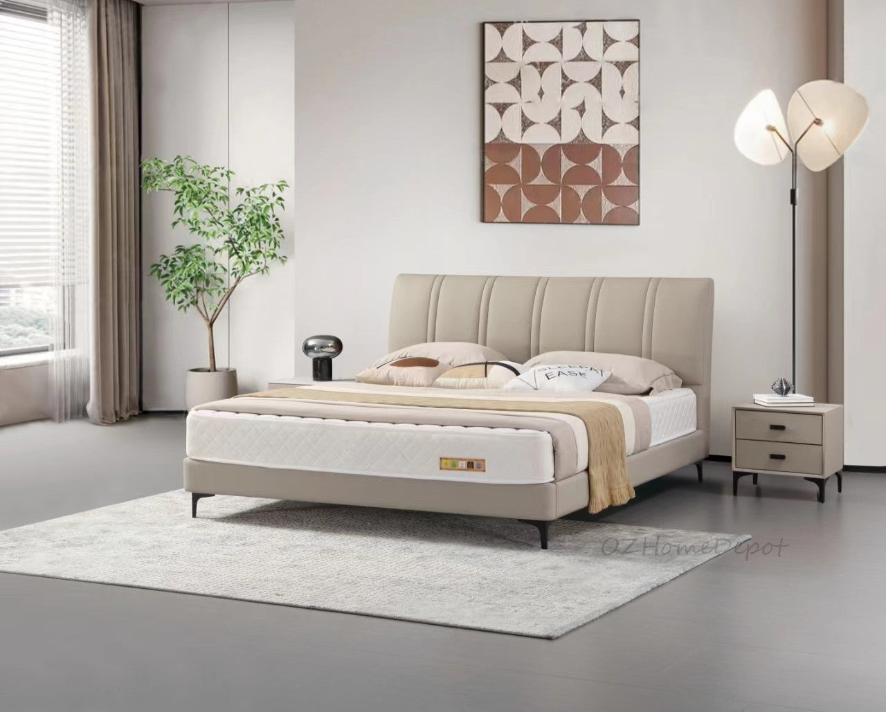 AMARYLLIS AMARYLLIS Genuine Leather Bed Frame | Bedside Table | Queen | King |T-1001