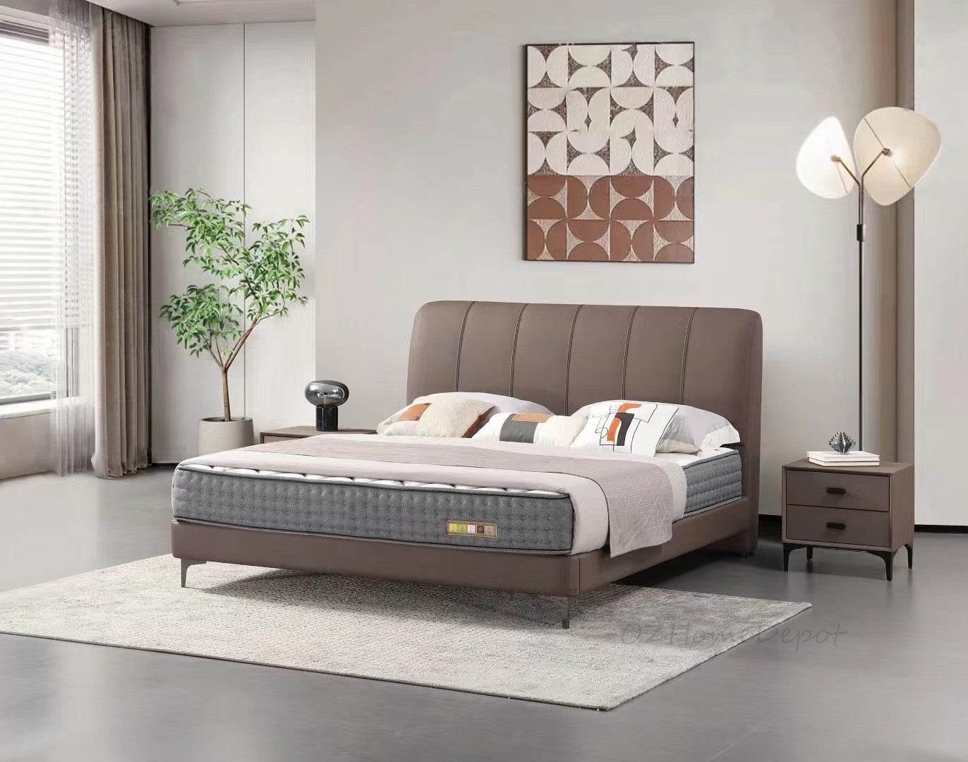 ASTER Genuine Leather Bed Frame | Bedside Table | Queen | King |T-1003