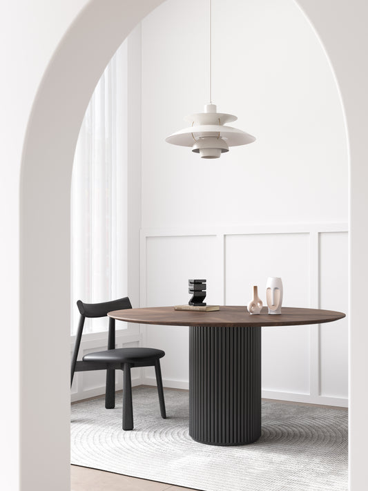 【Pre-Order】BLAISE Walnut Color Timber Round Dining Table | Dining Chair | Dining Set /Solid Timber Frame/Natural Wood Color Legs