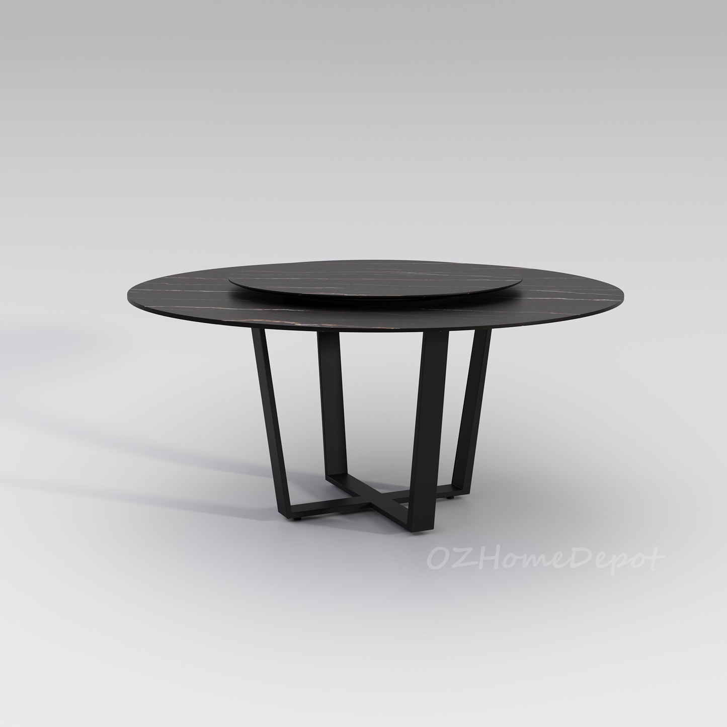 LEONNIDE Multi-Size Matte Black Charolais Round Dining Table with Cross Base 9007