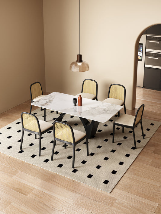 MERMAID High-Quality Sintered Stone Dining Table with Black Mermaid-Style Base | 9061