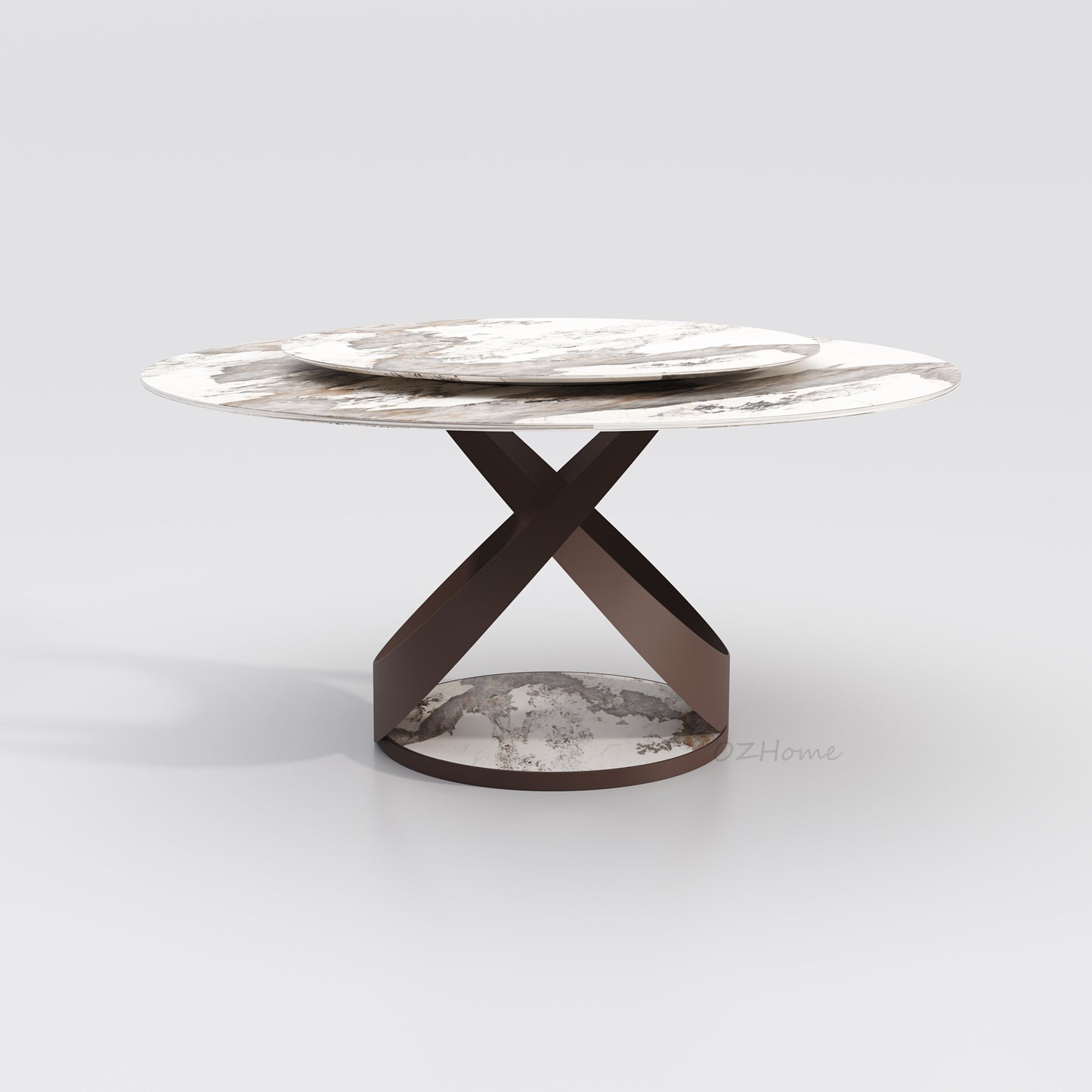 LUSSO High-Gloss Pandora Sintered Stone Round Dining Table with Designer Base | 9064
