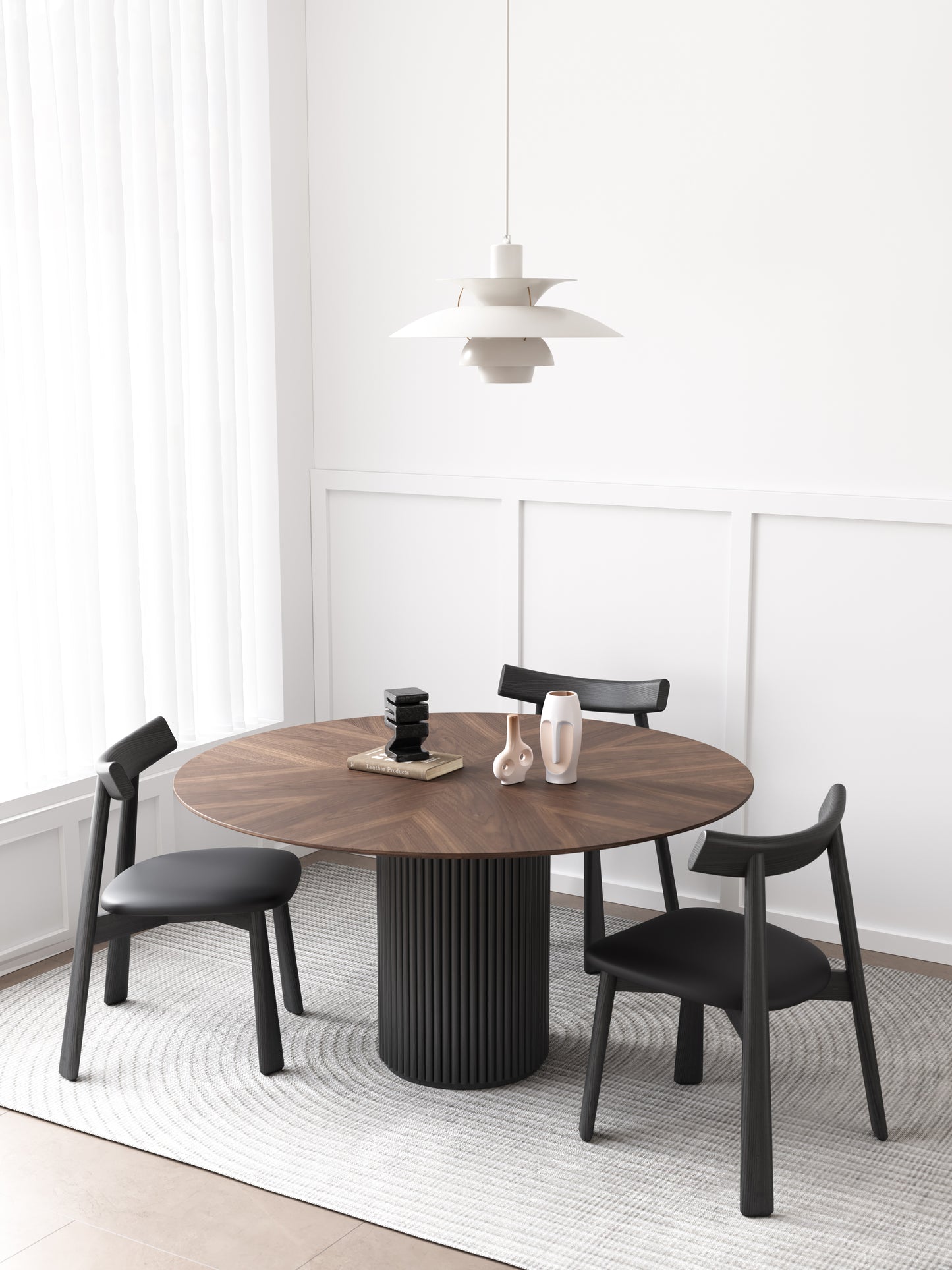 【Pre-Order】BLAISE Walnut Color Timber Round Dining Table | Dining Chair | Dining Set /Solid Timber Frame/Natural Wood Color Legs
