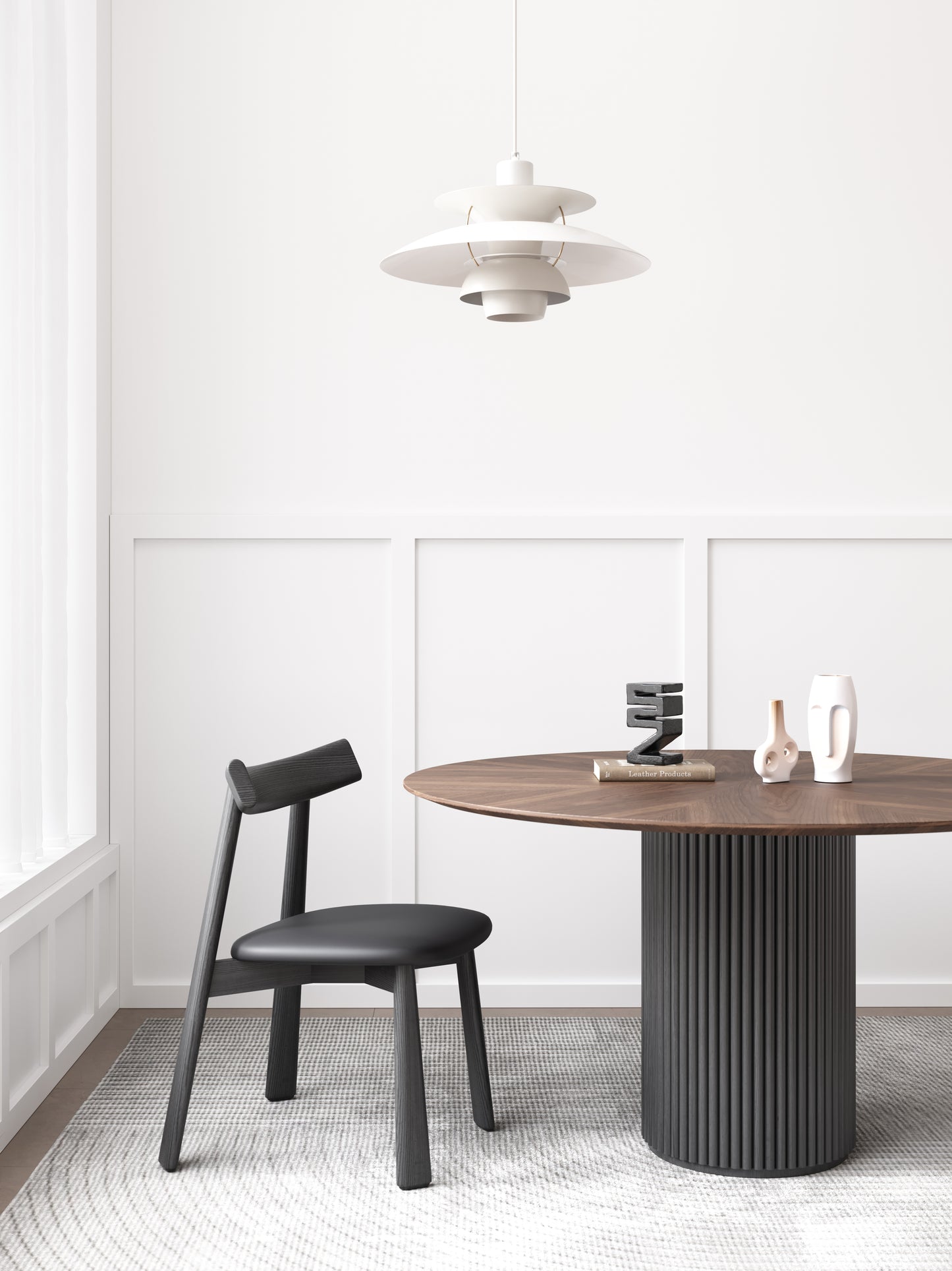 【Pre-Order】BLAISE Walnut Color Timber Round Dining Table | Dining Chair | Dining Set /Solid Timber Frame/Natural Wood Color Legs
