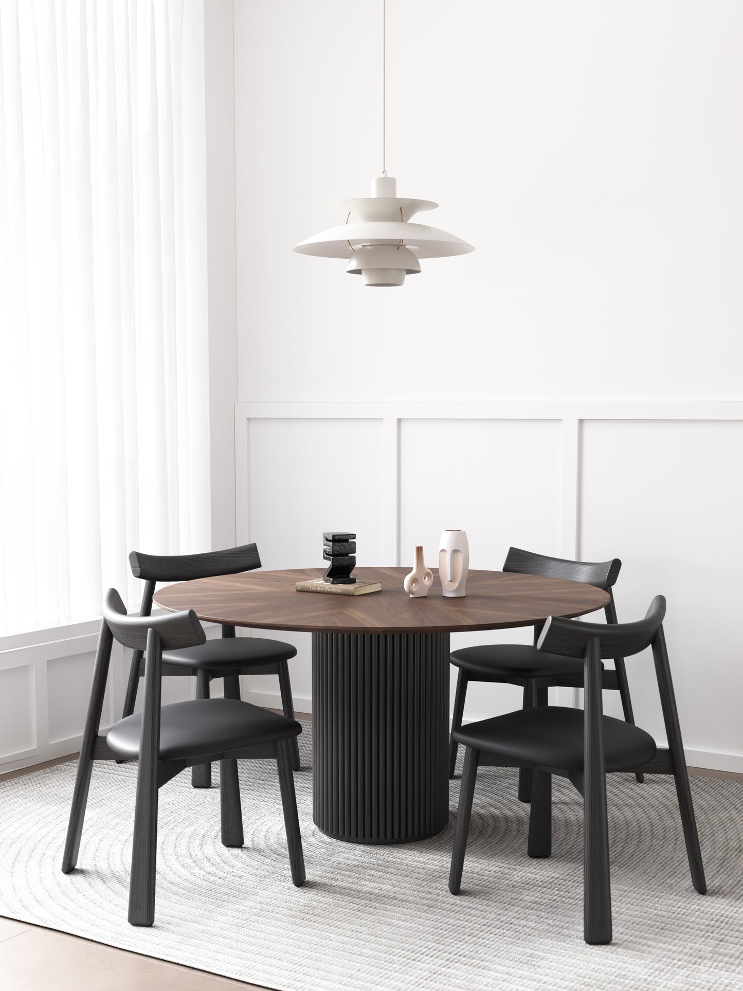 【Pre-Order】BLAISE Walnut Color Timber Round Dining Table | Dining Chair | Dining Set /Solid Timber Frame/Natural Wood Color Legs