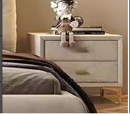 MOUSHY Luxurious Beige Frosted Fabric Bed Frame Queen/ King/ Steel legs 0076