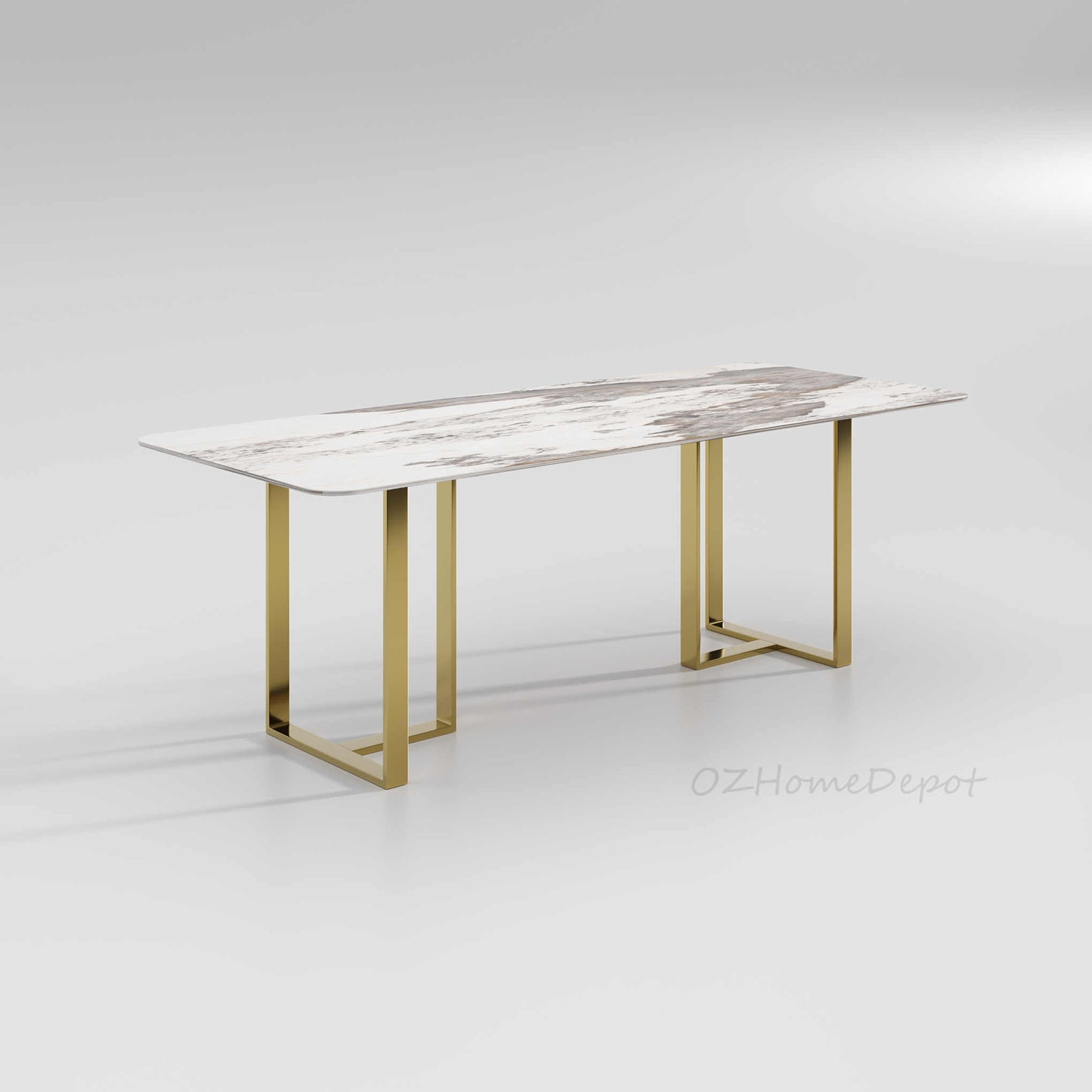 ELOWEN Pandora Paint Sintered Stone Top - Gloss Finish Long Dining Table 9098GD