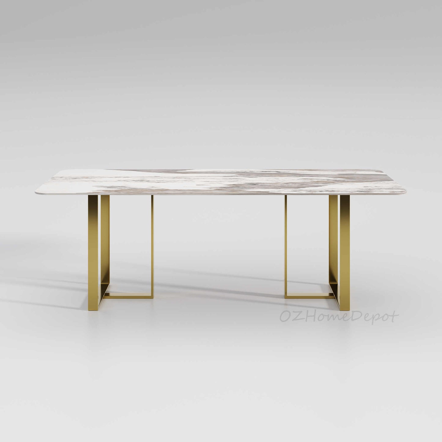 ELOWEN Pandora Paint Sintered Stone Top - Gloss Finish Long Dining Table 9098GD