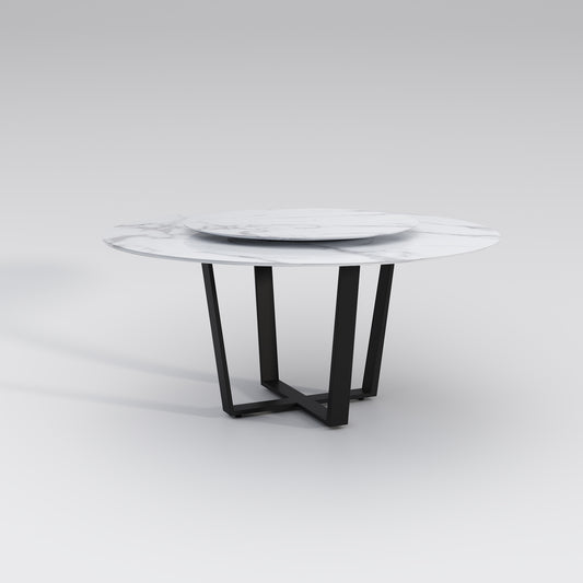 【Pre-sale】LEONNIDE Multi-Size White Marble Round Dining Table with Cross Base 9007