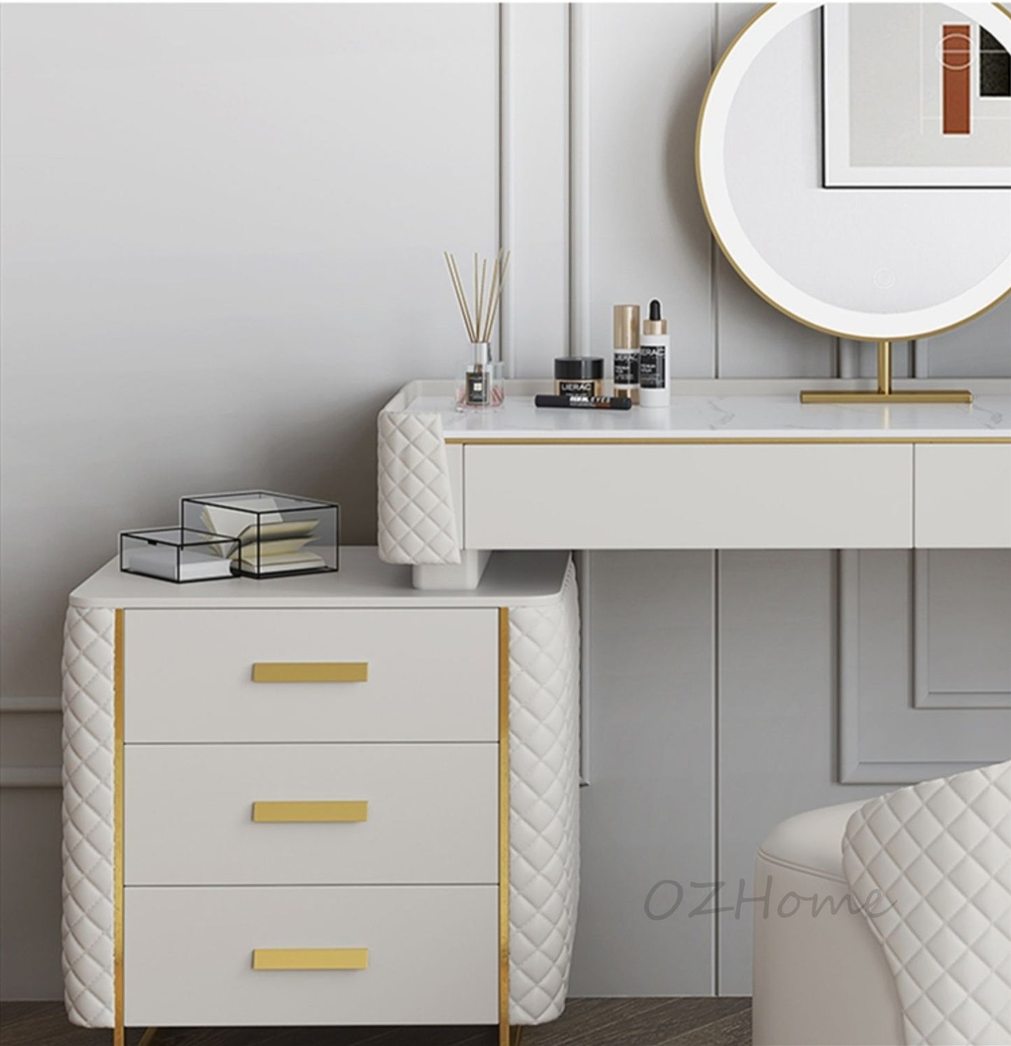 FIORELLA Plus Italian-style luxury stone vanity table with storage cabinet | 6095