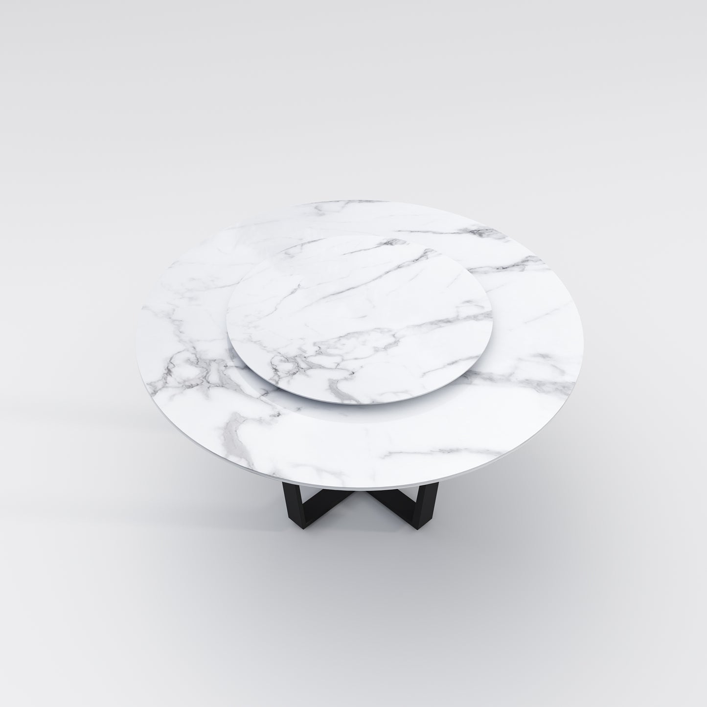 【Pre-sale】LEONNIDE Multi-Size White Marble Round Dining Table with Cross Base 9007