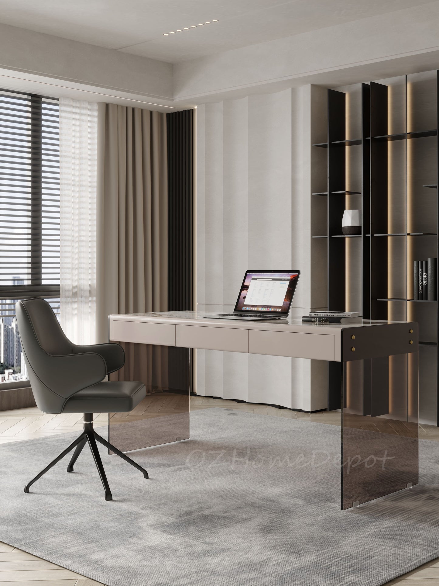 Angelo Sintered Stone Top Study Desk with Drawers /Steel Legs/Ceramic/ Home Office Desk
