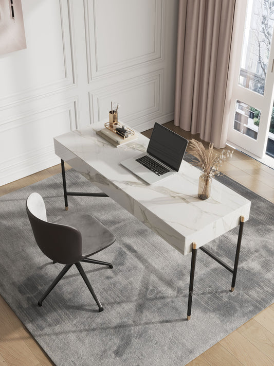 Igor Sintered Stone Top Study Desk with Drawers /Steel Legs/Ceramic/ Home Office Desk