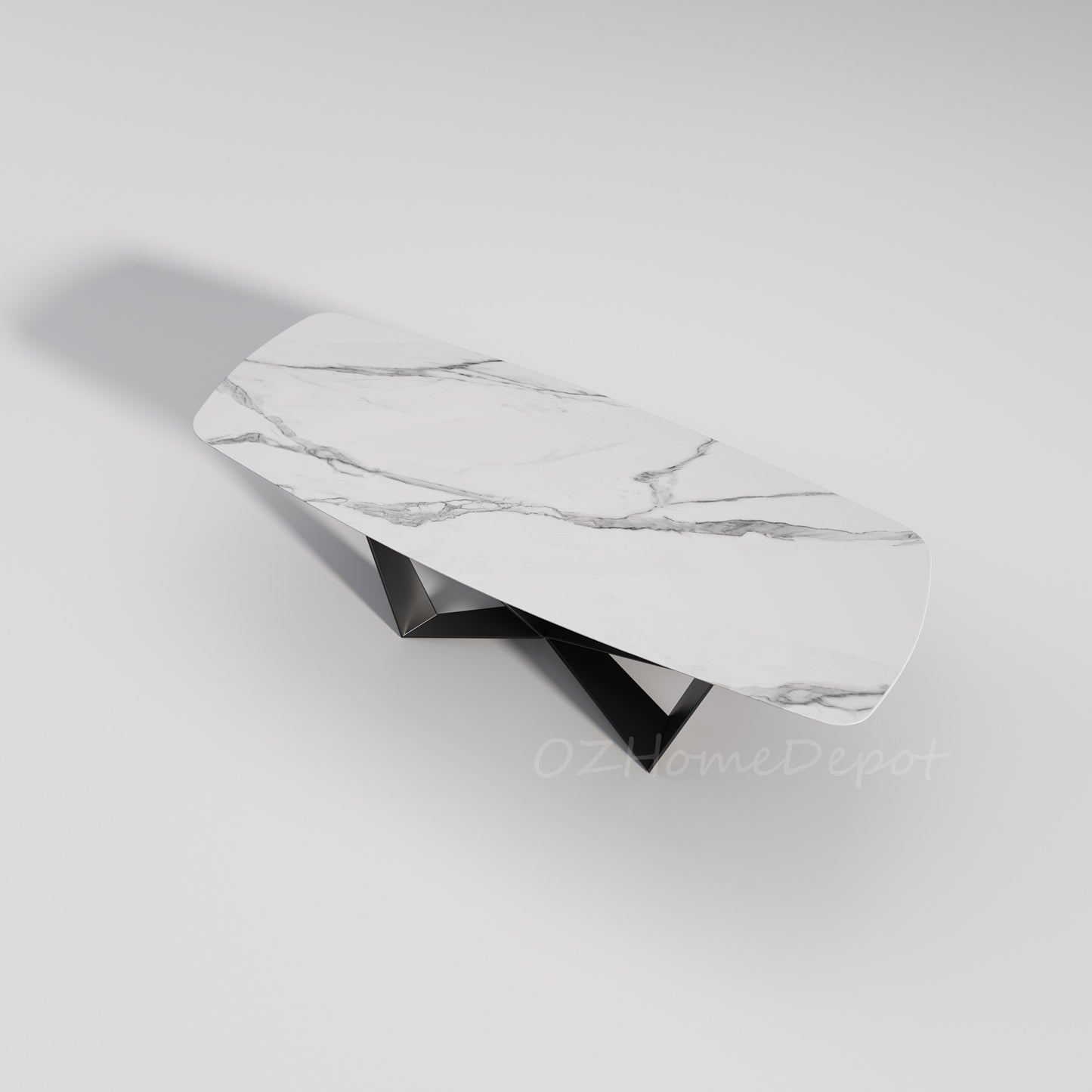 Ramsie Ceramic Tabletop Dining Table/Glossy Fish-belly White Top