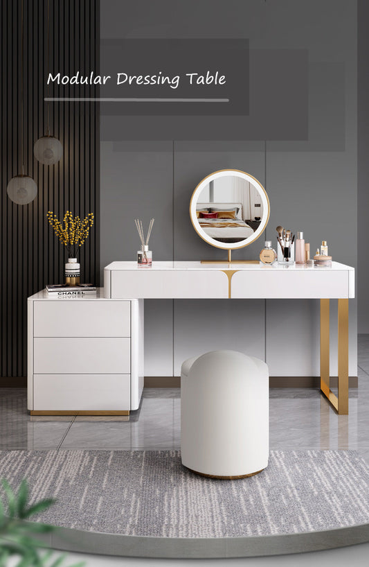 NEREO Italian Luxury Beige Vanity Table | Makeup Desk | Two Options Available | 6098