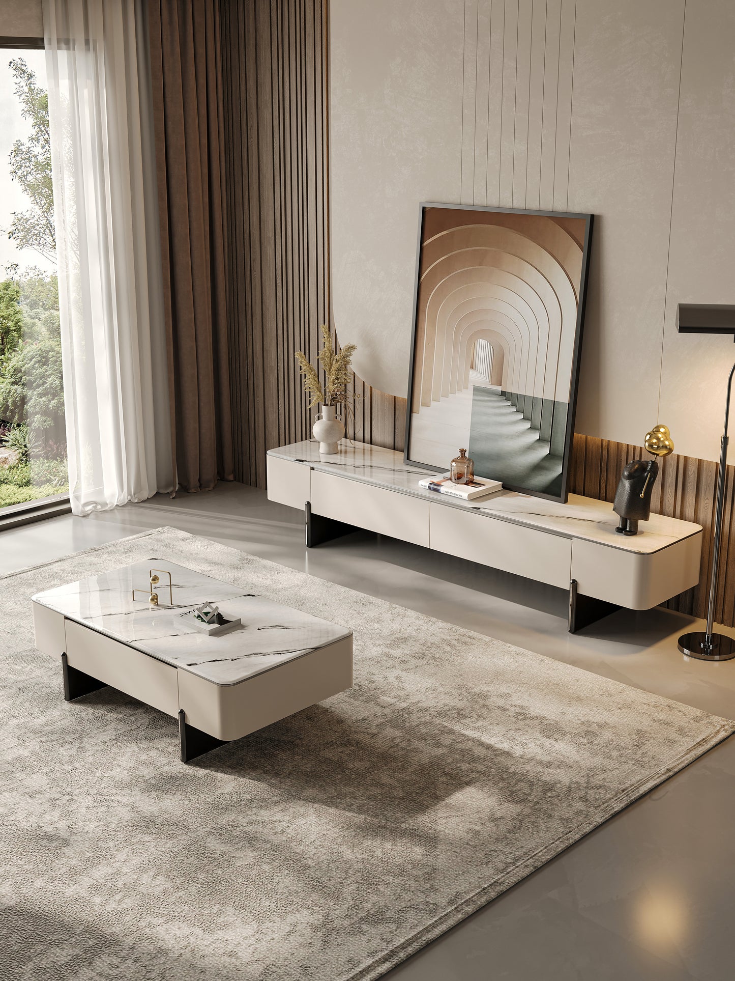 Nyström Sintered Stone Top TV Stand & Coffee Table Set – Models 2067 & 5067