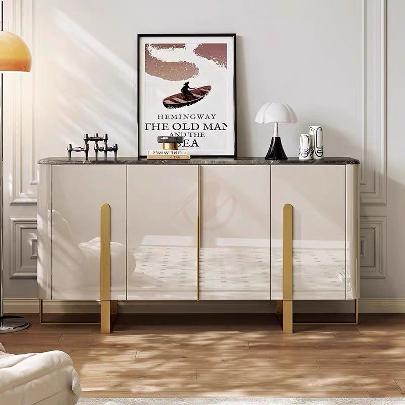 Tavolo Italian Minimalist Sintered Stone Countertop Sideboard with Drawers | Entryway Cabinet | Shoe Cabinet | 7030