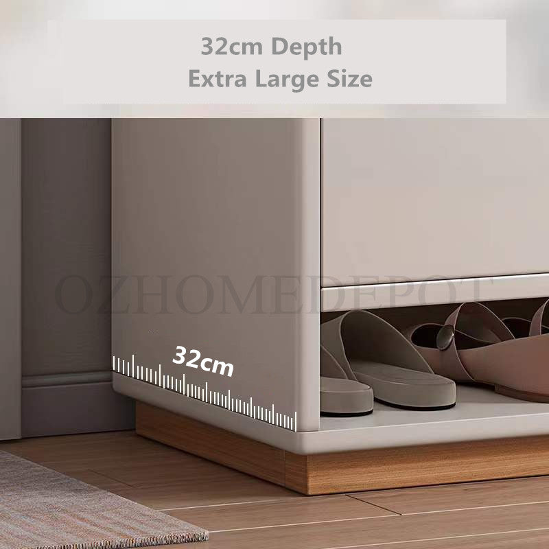 Natural Wood Color with White Four-Door Large 140cm Shoe Cabinet | SS-002