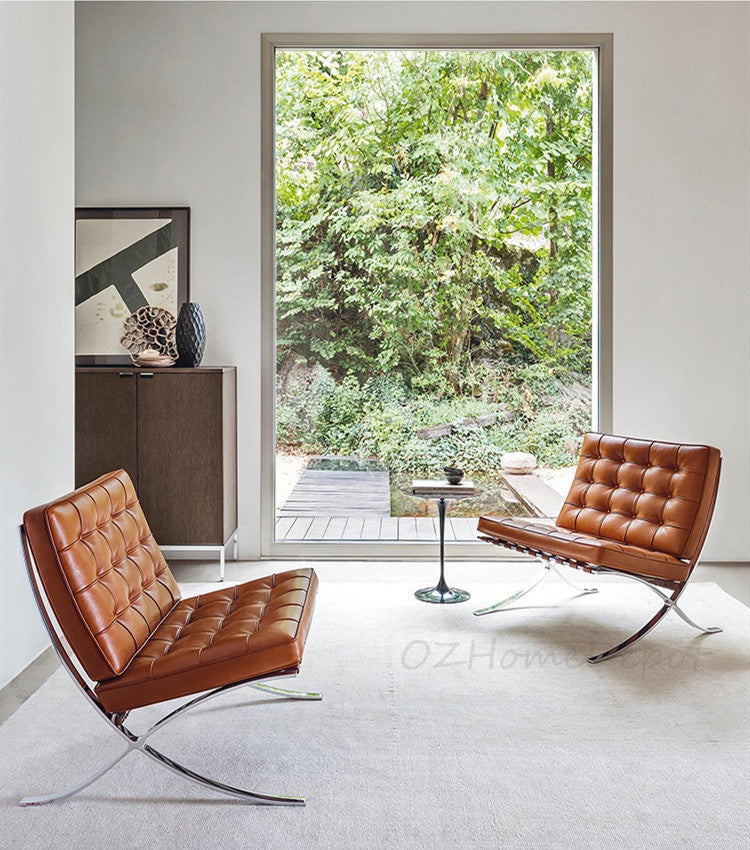 Barcelona Chair Black Leather Replica | Arm Chair | Office Sofa | Single Sofa