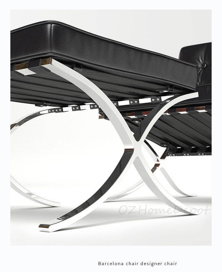 Barcelona Chair Black Leather Replica | Arm Chair | Office Sofa | Single Sofa