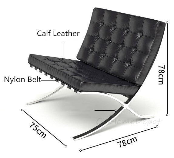 Barcelona Chair Black Leather Replica | Arm Chair | Office Sofa | Single Sofa
