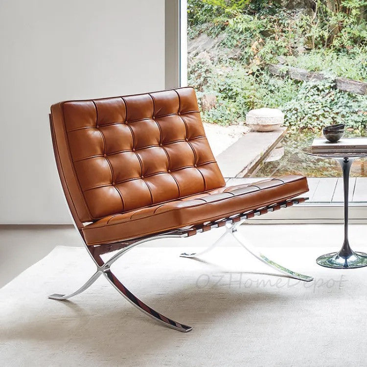 Barcelona Chair Black Leather Replica | Arm Chair | Office Sofa | Single Sofa
