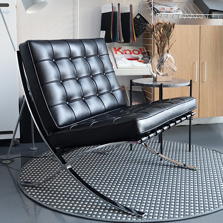 Barcelona Chair Black Leather Replica | Arm Chair | Office Sofa | Single Sofa
