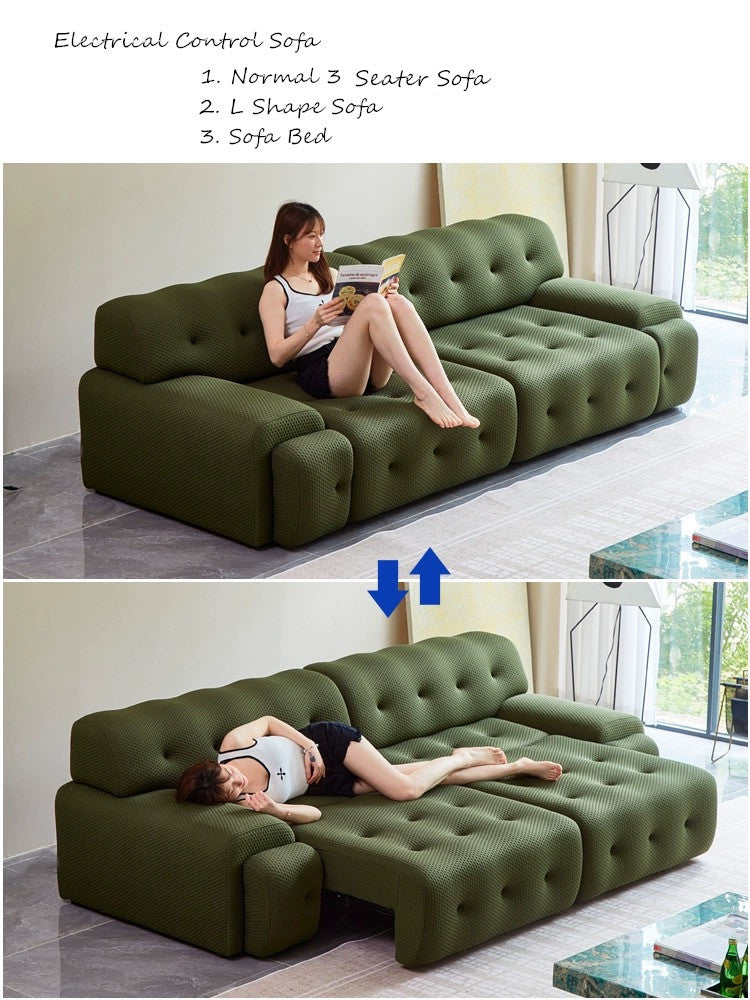 FORT ROCH Electrc Remote Control Two Seater Sofa Chaise Lounge/Fabric/Modern/Designer