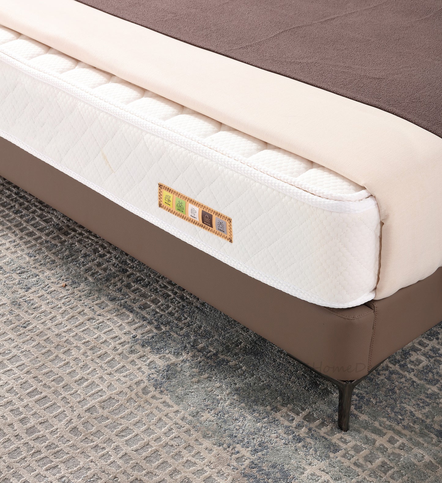 BERGAMOT Genuine Leather Bed Frame | Bedside Table | Queen | King |T-1004