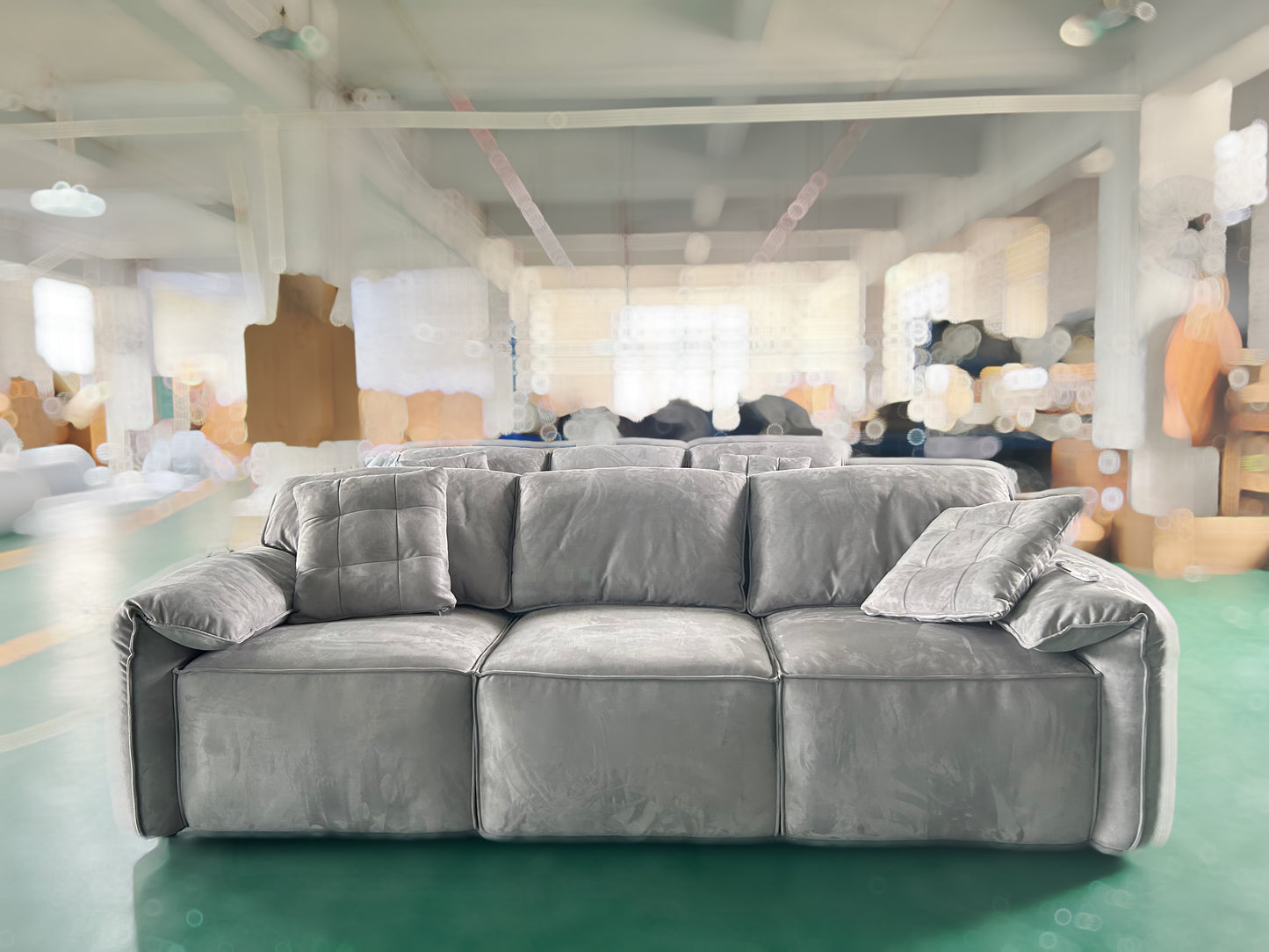 ELEPHANT EAR Electrc Remote Control Three Seat Sofa Chaise Lounge| Leatherie | Modern | Designer