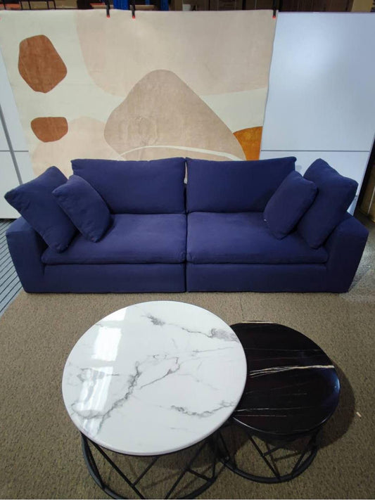 【Sample 20% off 】Blue Wide Stripe Corduroy Ultra-Comfortable Sofa, 260cm