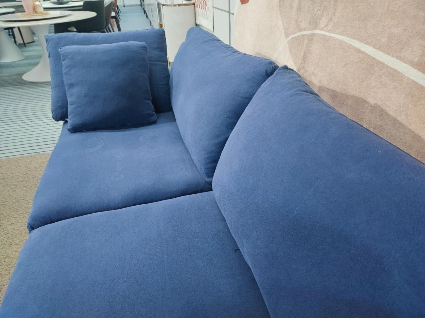 【Sample 20% off 】Blue Wide Stripe Corduroy Ultra-Comfortable Sofa, 260cm