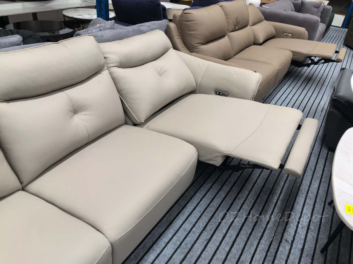 【Electric Sofa】LORELEI Elephant Grey Genuine Leather Left Electric Three-Seater Sofa | 278cm | E007