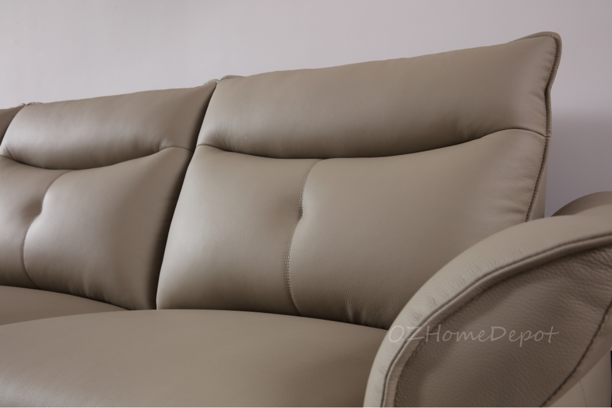 【Electric Sofa】LORELEI Elephant Grey Genuine Leather Left Electric Three-Seater Sofa | 278cm | E007