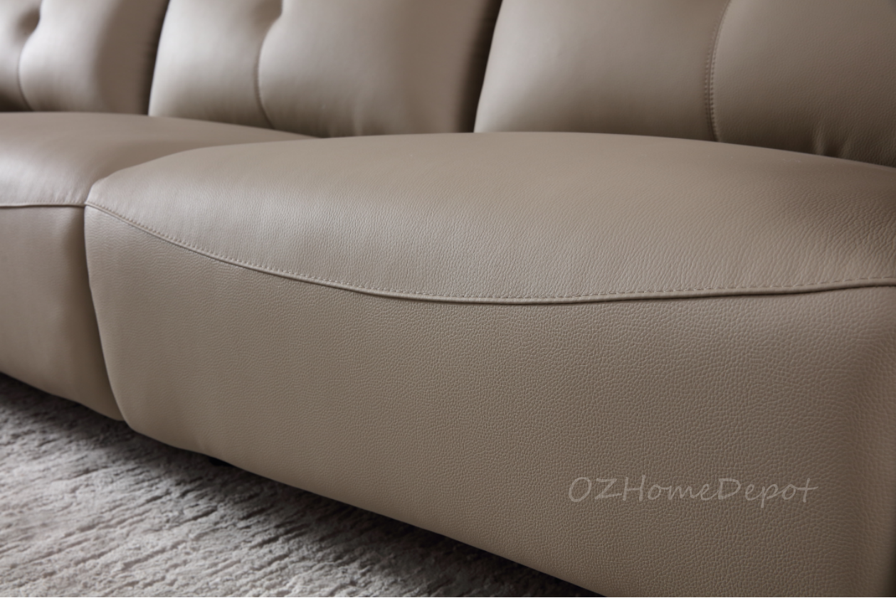 【Electric Sofa】LORELEI Elephant Grey Genuine Leather Left Electric Three-Seater Sofa | 278cm | E007