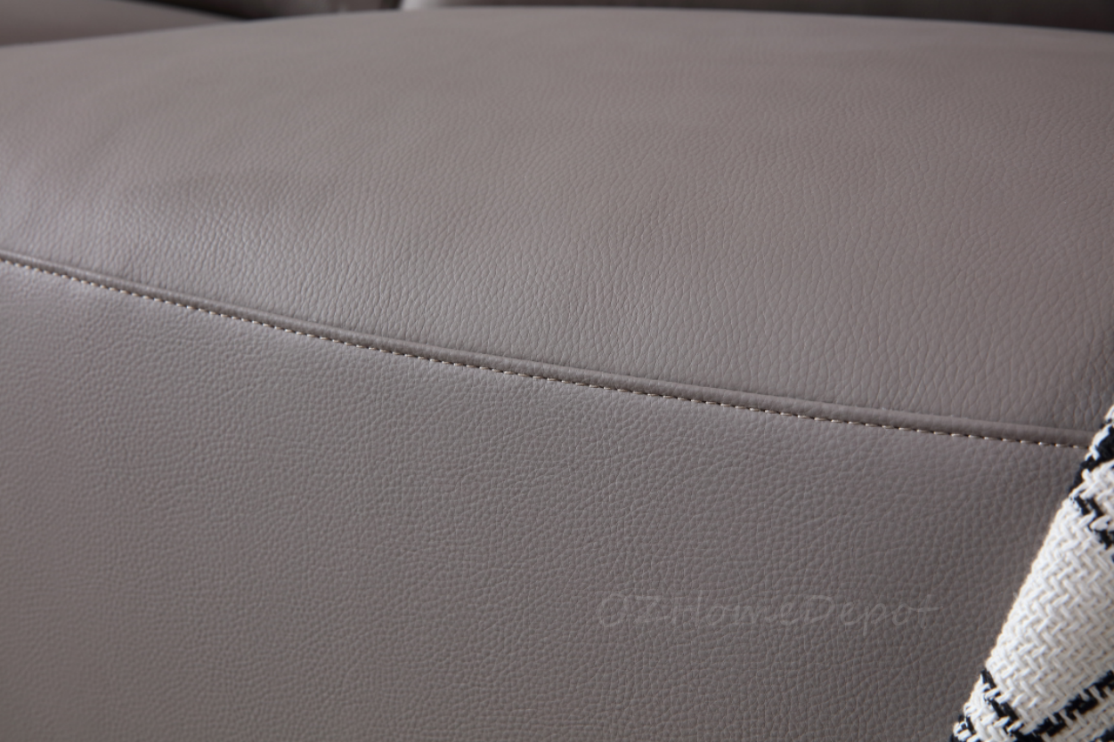 MINA Gray Leather Dual Armrest Right Electric Sofa | Electric Lounge| 305cm | E006-R