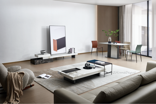 【Pre-sale】ROMILDA Large Luxury Slate-wrapped TV Cabinet and Coffee Table Set | Multifunctional | Sideboard | 2061 5061