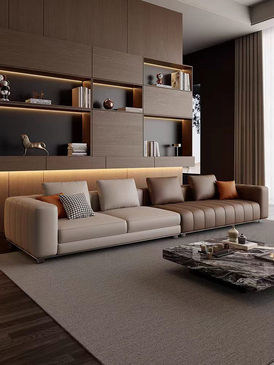 【Pre-order】Piano Genuine Leather Adjustable Modular Sofa with Piano Key Cushions | 1045-352