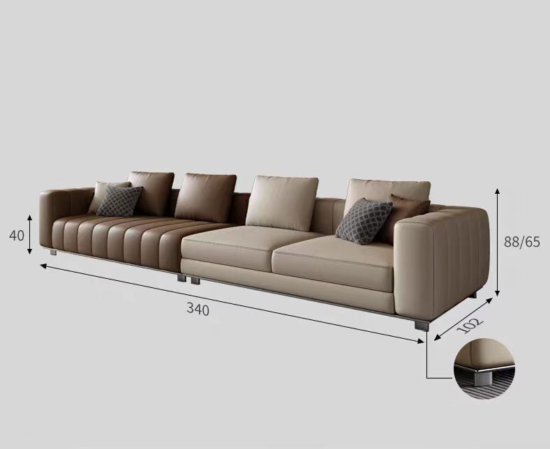 【Pre-order】Piano Genuine Leather Adjustable Modular Sofa with Piano Key Cushions | 1045-352