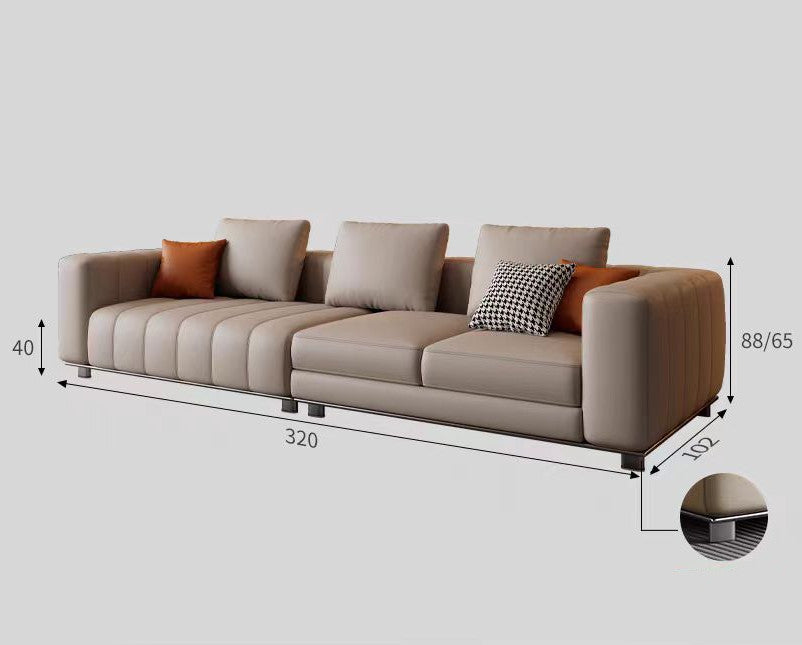 【Pre-order】Piano Genuine Leather Adjustable Modular Sofa with Piano Key Cushions | 1045-352