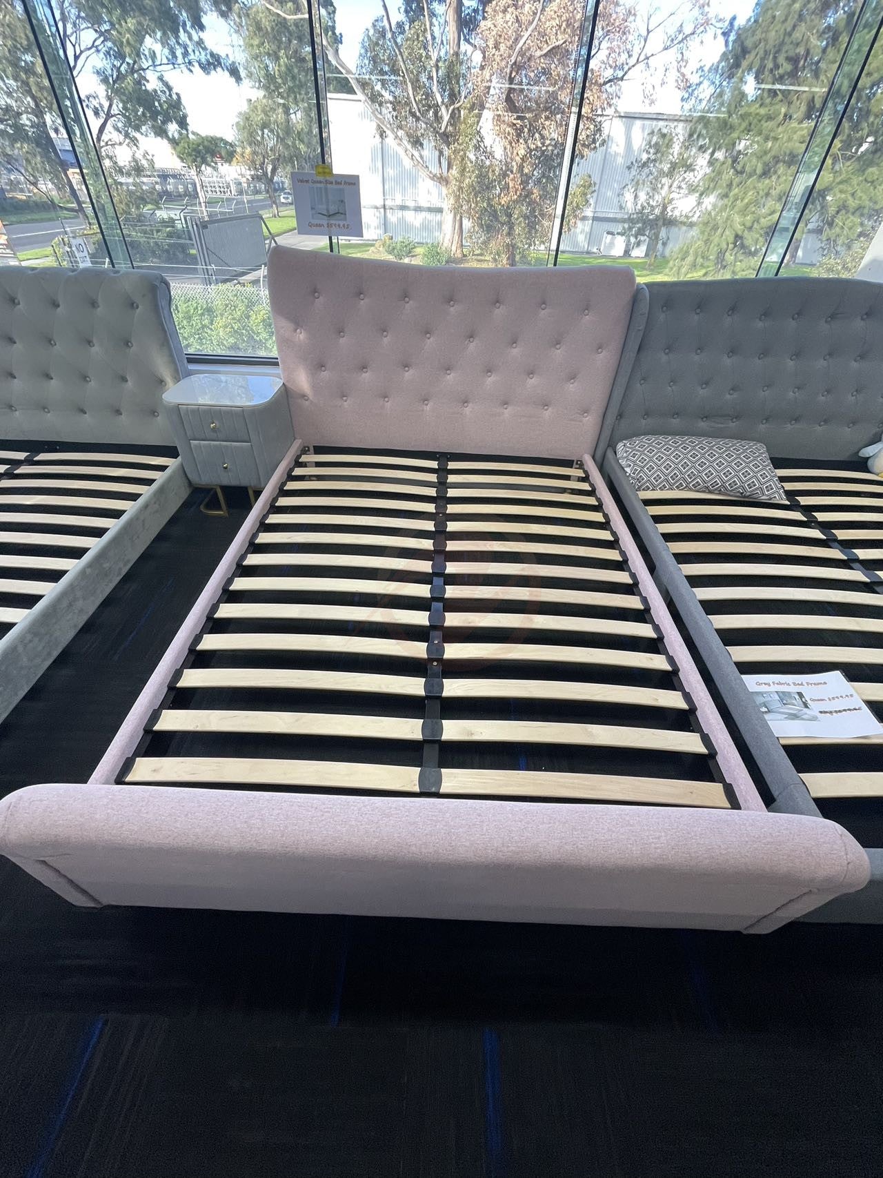 【SALE】 JAZMIN Pink Royal Fabric Queen Size Bed Frame