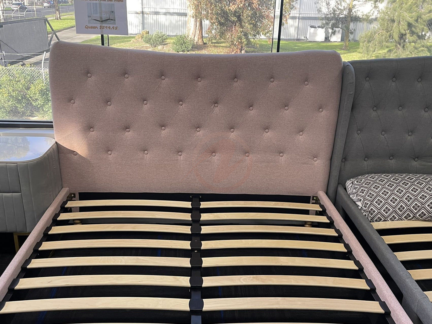 【SALE】 JAZMIN Pink Royal Fabric Queen Size Bed Frame