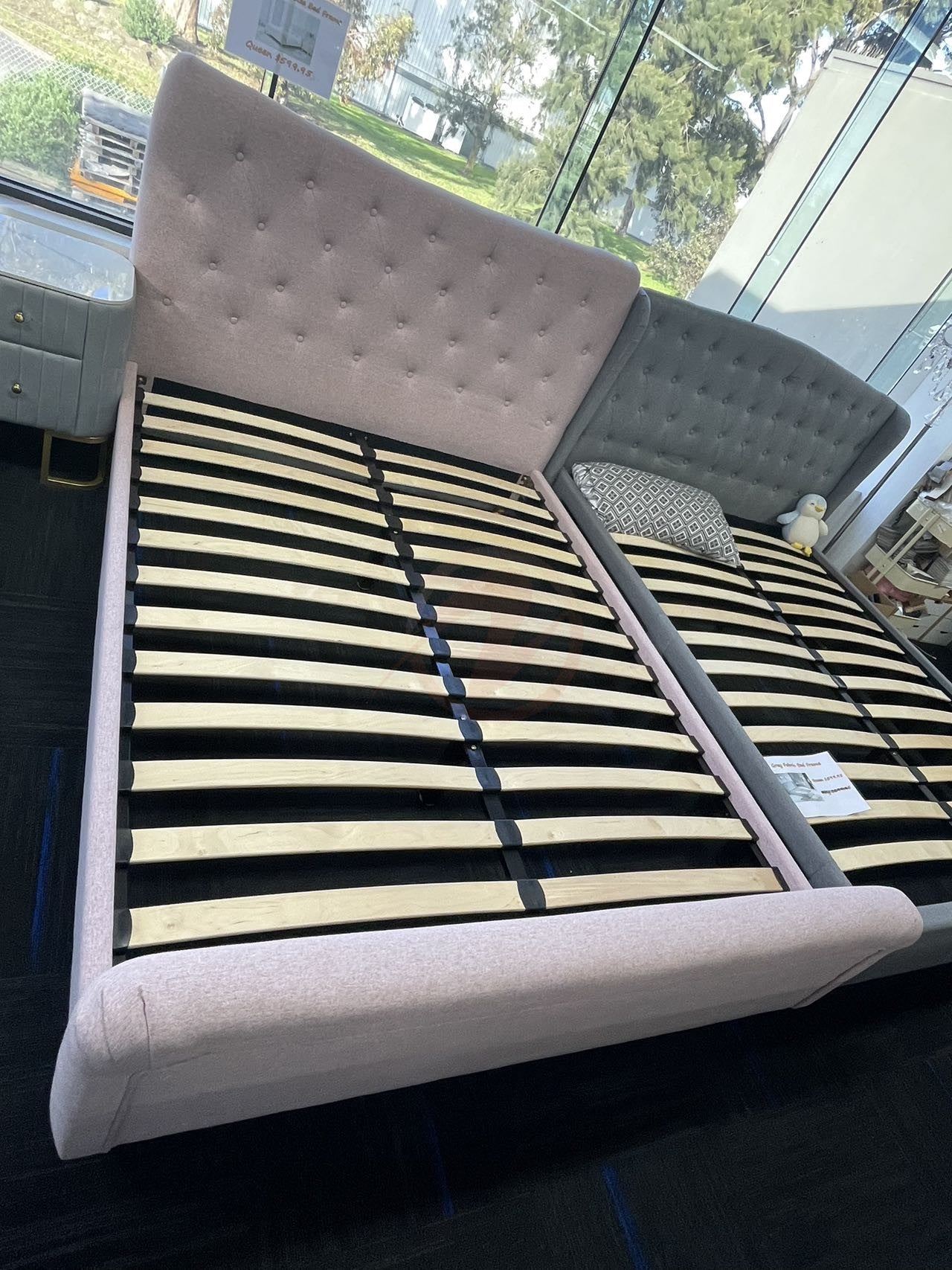 【SALE】 JAZMIN Pink Royal Fabric Queen Size Bed Frame